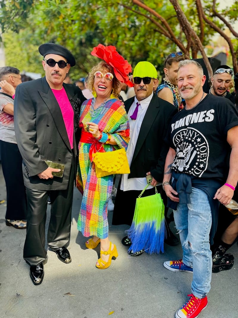 Color blast! Hanging with longtime friends at the JM! Pride Party on Sunday. Photo: © tablehopper.com.