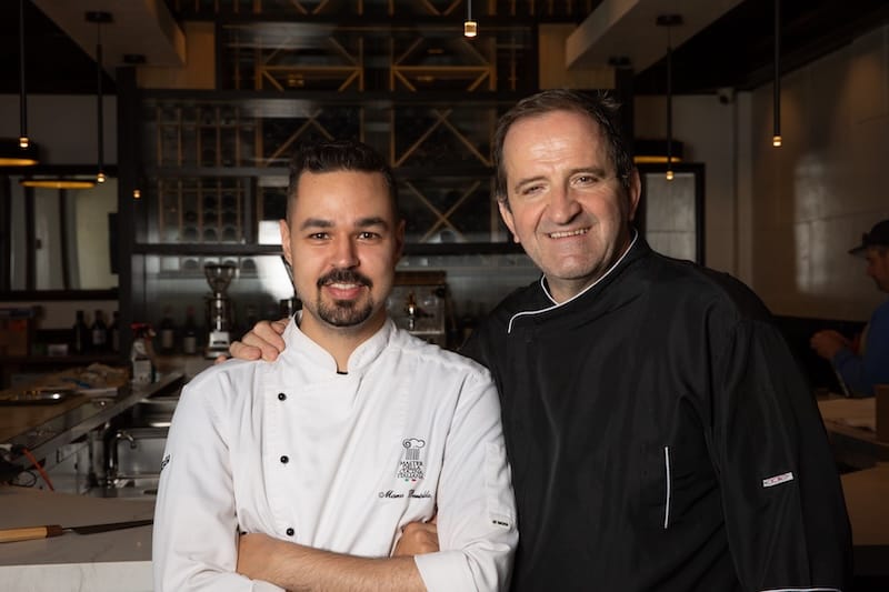 Chef Marco Bertoldo with chef-owner Donato Scotti. Photo: Nadia Andreini.