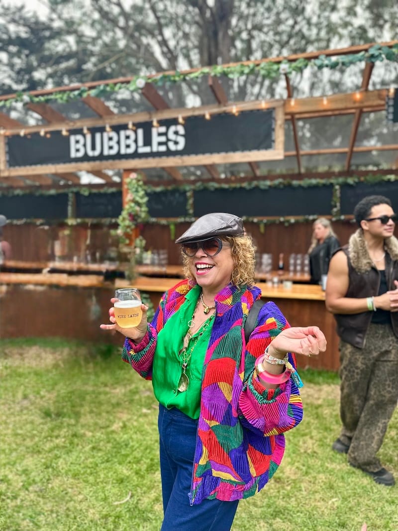 You know where to find me! Your hopper enjoying a big-girl pour of Roederer Estate sparkling wine at Wine Lands at Outside Lands. Photo: © tablehopper.com.