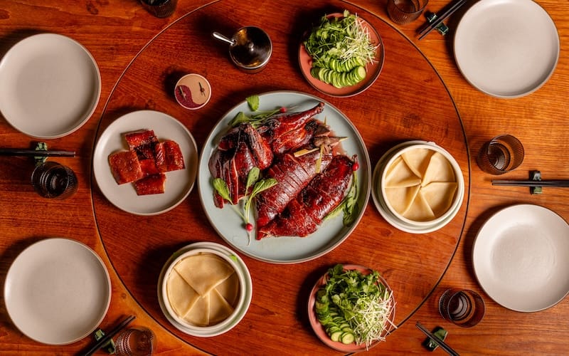 The Peking-style roast duck service at Mister Jiu’s. Photo: Nicole Parisi.