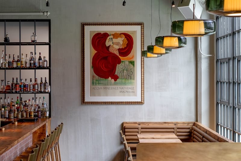 A corner table in Bosco’s bar area. Photo: Isabel Baer.