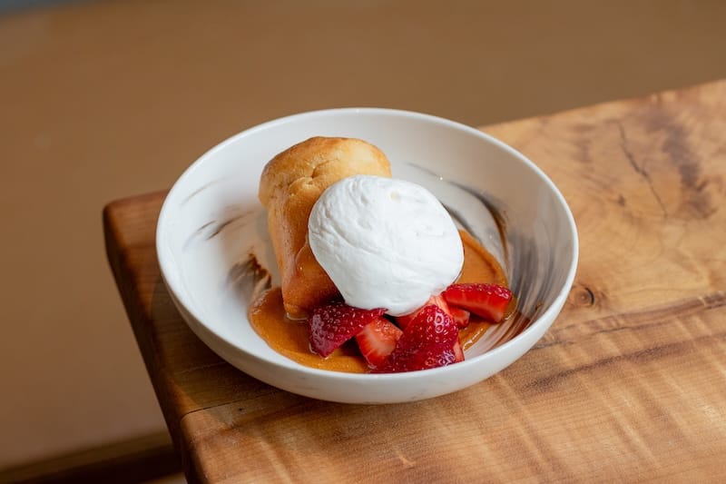 Rum baba soaked in Galliano-rum syrup. Photo: Isabel Baer.