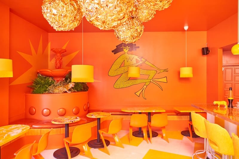 The former yellow room at Shuggie’s is now orange with a fabulous fountain! Photo: Erin Ng.