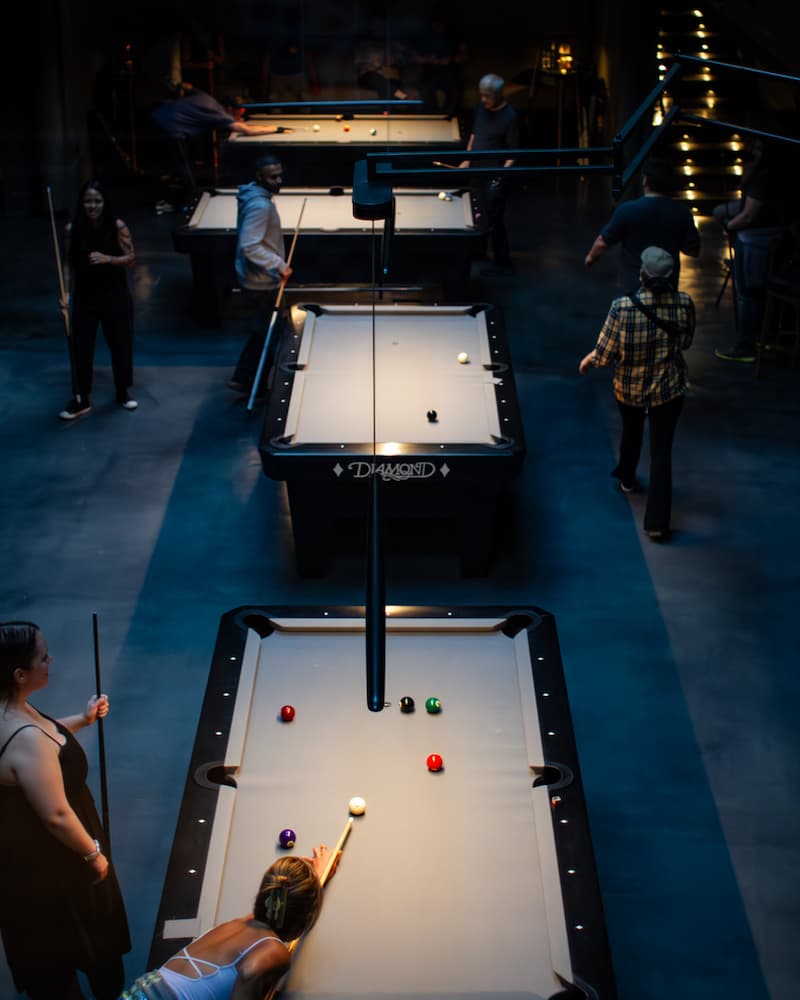 There are eight Diamond pool tables. Photo courtesy of The Hall.