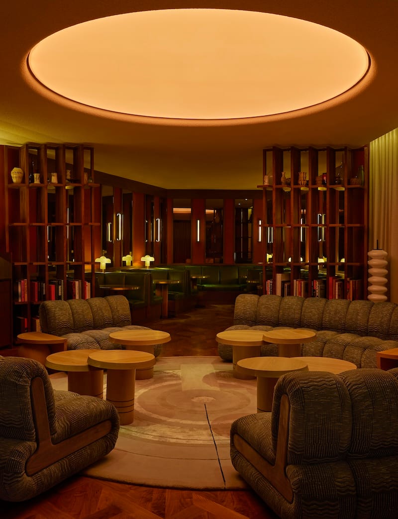 The lounge under the oculus in ama Social Club. Photo courtesy of ama.