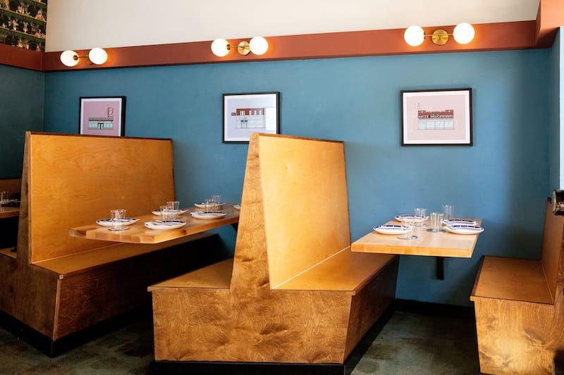 The handmade wood booths.&nbsp;Photo:&nbsp;Angela DeCenzo.