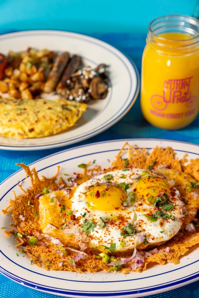 Eggs Kejriwal at Curry Up Now Valencia’s new weekend brunch. Photo: Lori Eanes.