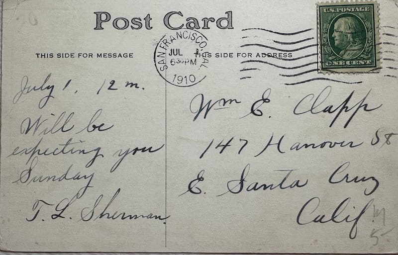 Before text messages, we had postcards. Postcard courtesy of the tablehopper vintage ephemera collection.