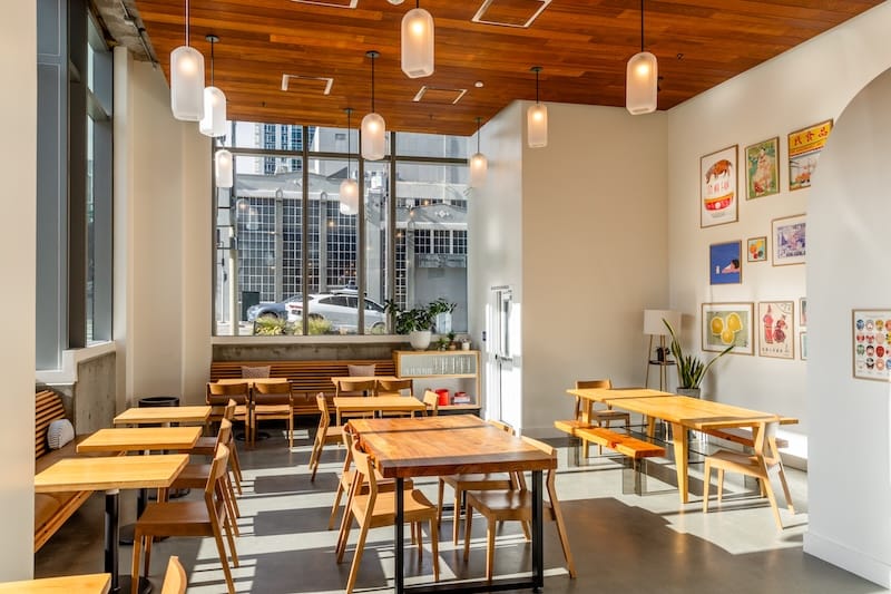 The spacious dining room at the newly opened Yuja. Photo: Nicola Parisi.