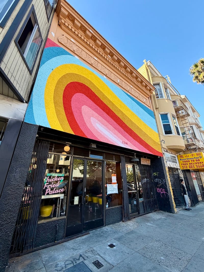 The vibrant mural by Britt Henze. Photo: © tablehopper.com.