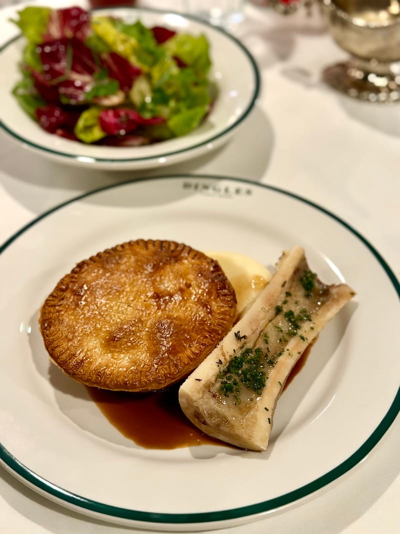 The beef and Guinness pie with bone marrow. Photo: © tablehopper.com.