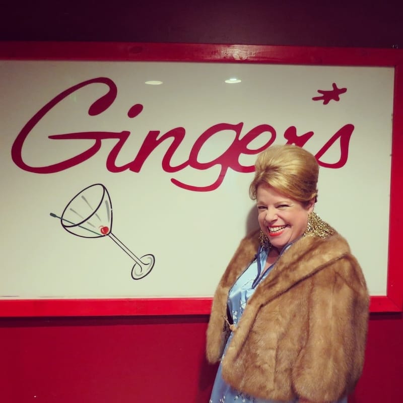 Posing with the original Ginger’s sign in 2017. Photo: © tablehopper.com.
