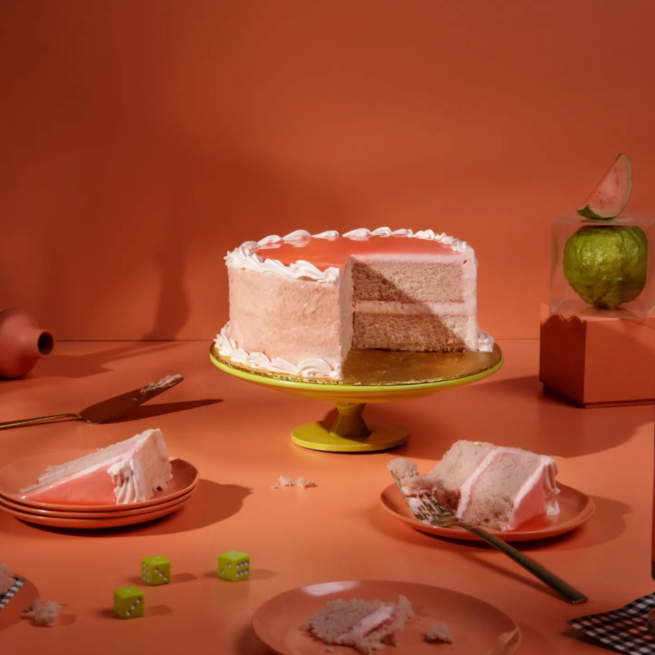 The double-layer, guava-chiffon cake from Honey & Pearl. Photo: Gem Studio.