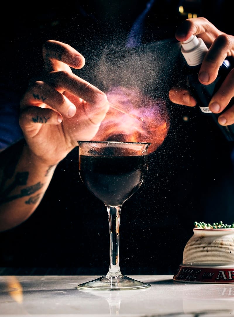 Hutchins making a cocktail at Palette (the concept prior to Aphotic). Photo: Kelly Puleio.