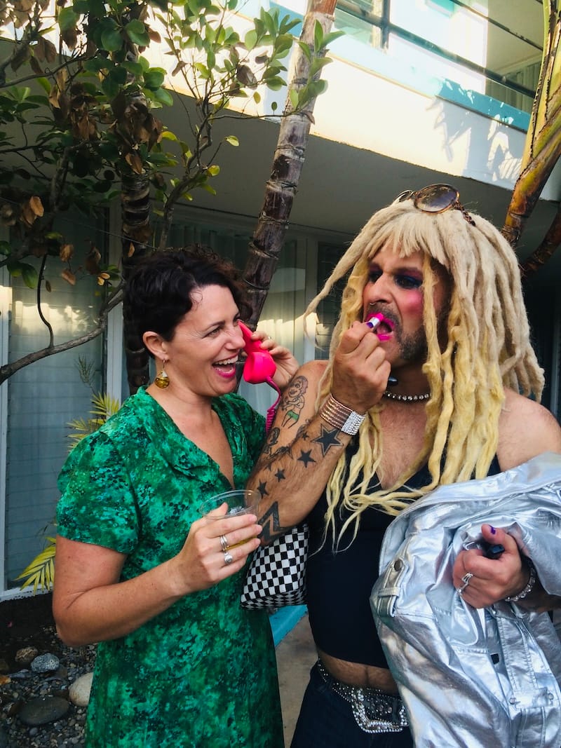Patio shenanigans with my sister and Bubbles in 2014. Photo: © tablehopper.com.