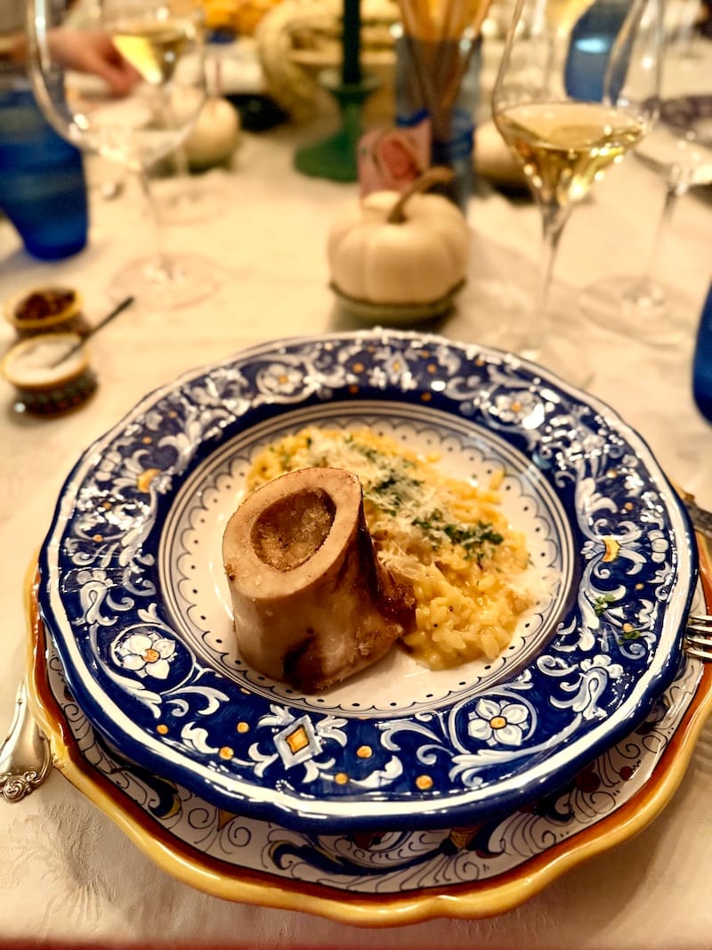 Just one of the dream courses from an abundant fall meal at the lovely home of the Cases: Milanese risotto with bone marrow. Photo: © tablehopper.com.