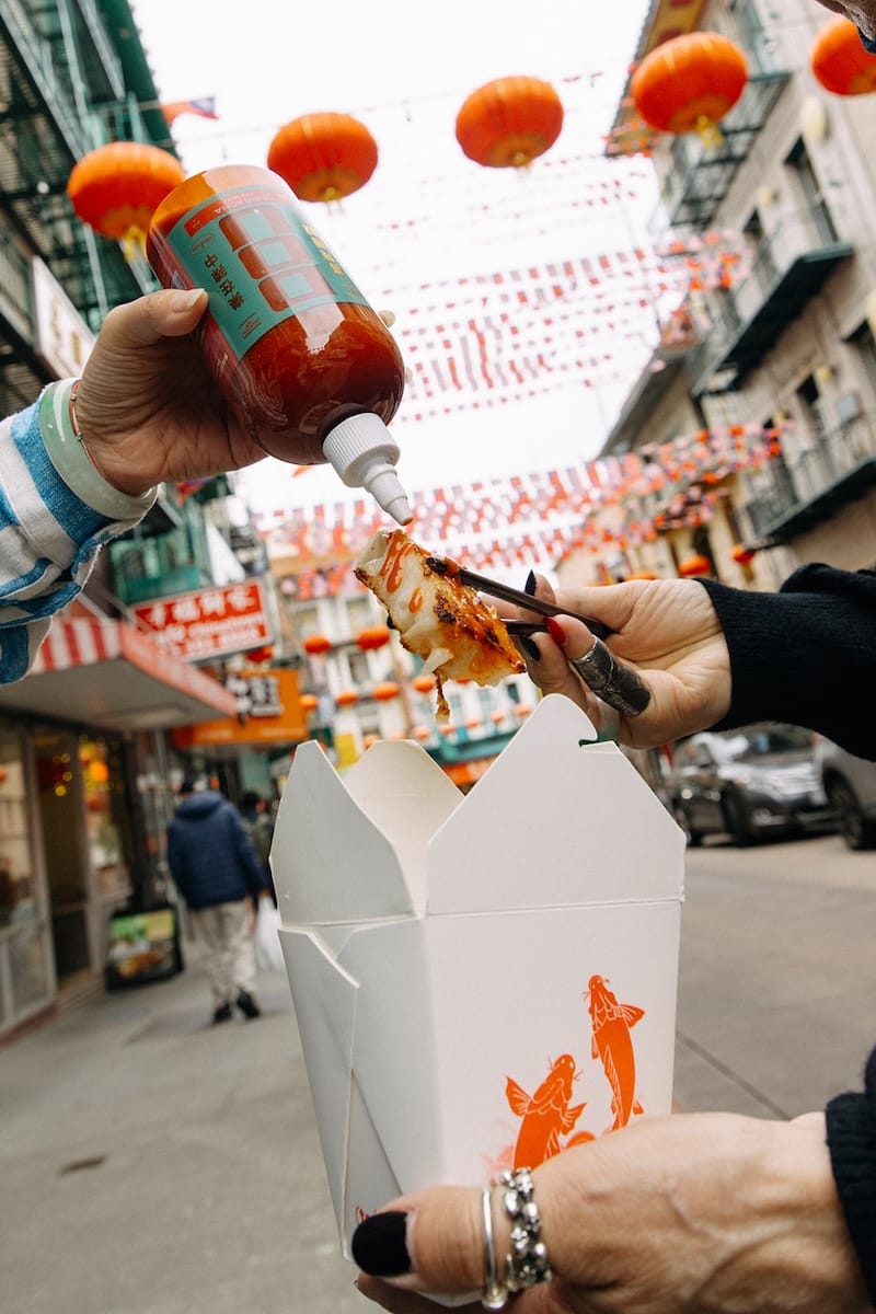 There’s nothing like pan-fried daikon cake and some DOU sriracha. Photo: Megan Goetz. 