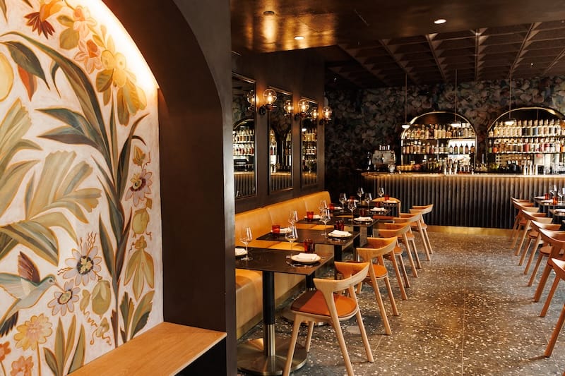 One of two dining rooms and the bar at Maria Isabel. Photo: Isabel Baer, Postcard Communications.