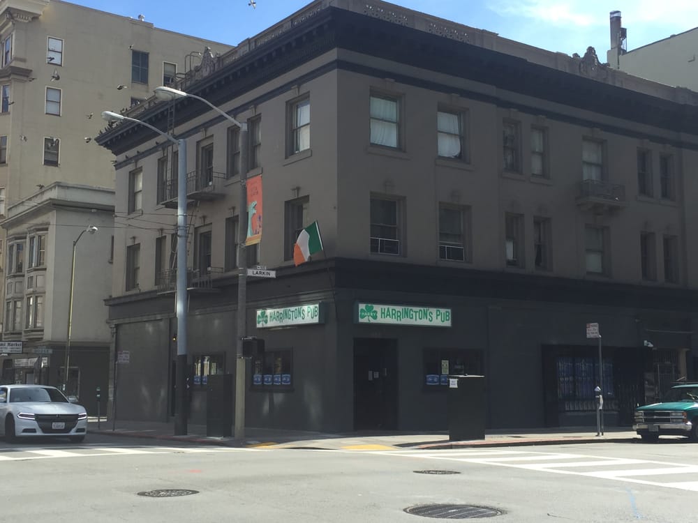 A photo from 2016, when Harry Harrington’s Pub dominated the corner of Turk and Larkin. Yelp photo by Harry Harrington’s Pub.
