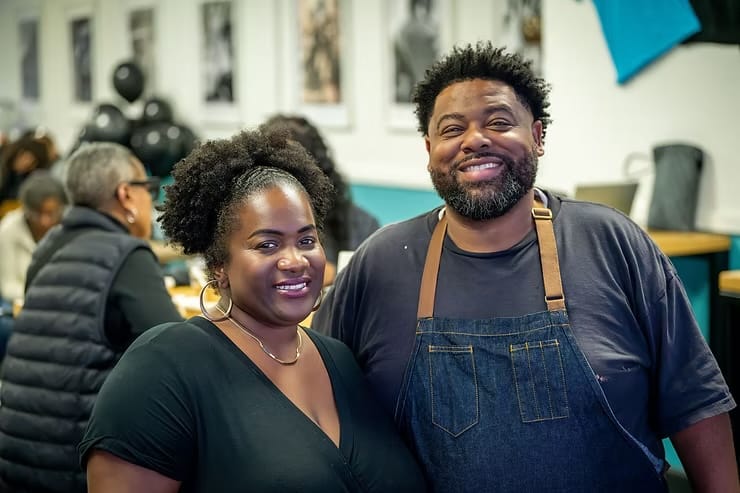 It’s a new era for Café Mélange at City Hall with Quanisha Johnson and owner Dontaye Ball. Photo courtesy of Gumbo Social.