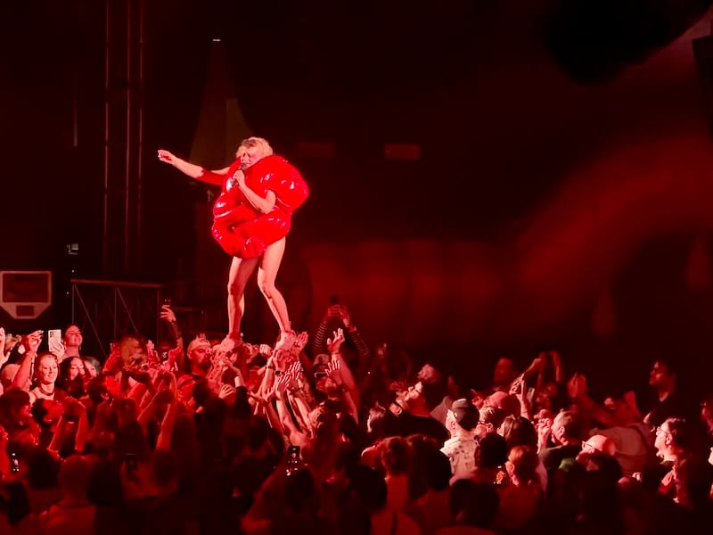 Peaches crowd-standing before doing more surfing at The Midway on Thursday March 19th. Photo: © tablehopper.com.