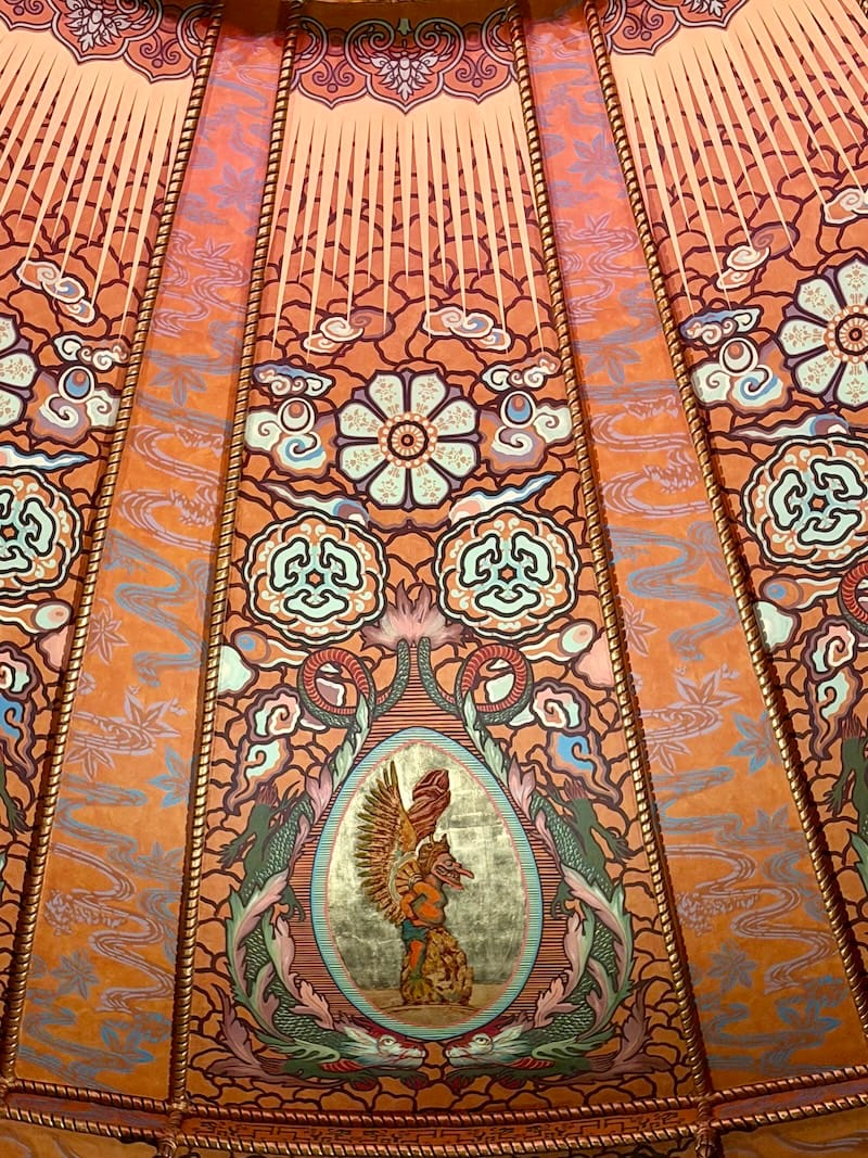 I zoomed in on one of the main 16 restored panels on the ceiling of The Castro Theatre. Check out the dragons! Photo: © tablehopper.com.