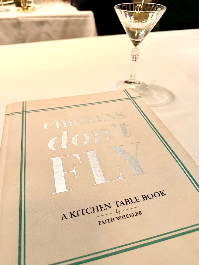 Cheers to friends with new books. Chickens Don’t Fly by Faith Wheeler. Photo: © tablehopper.com.