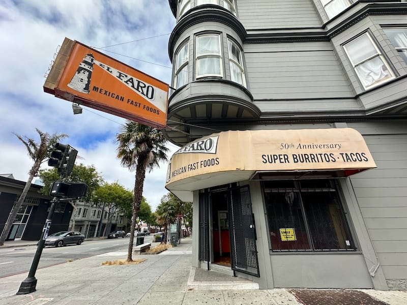 The exterior of El Faro on the corner of Folsom and 20th Streets. Photo: © tablehopper.com.
