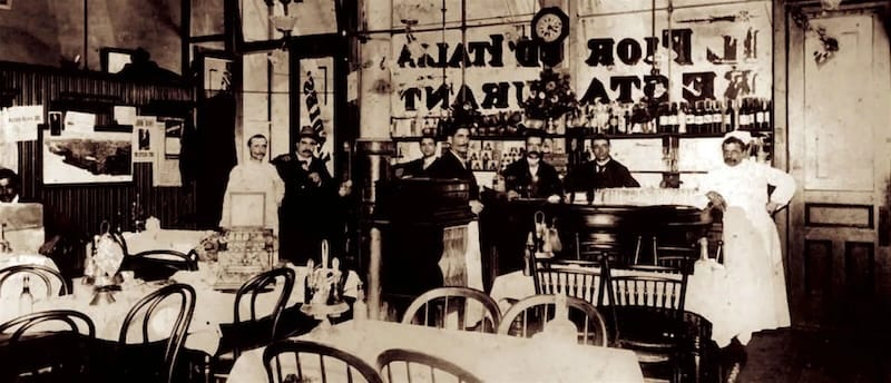 Vintage image of Fior d’Italia via Bay Area Culinary Historians.