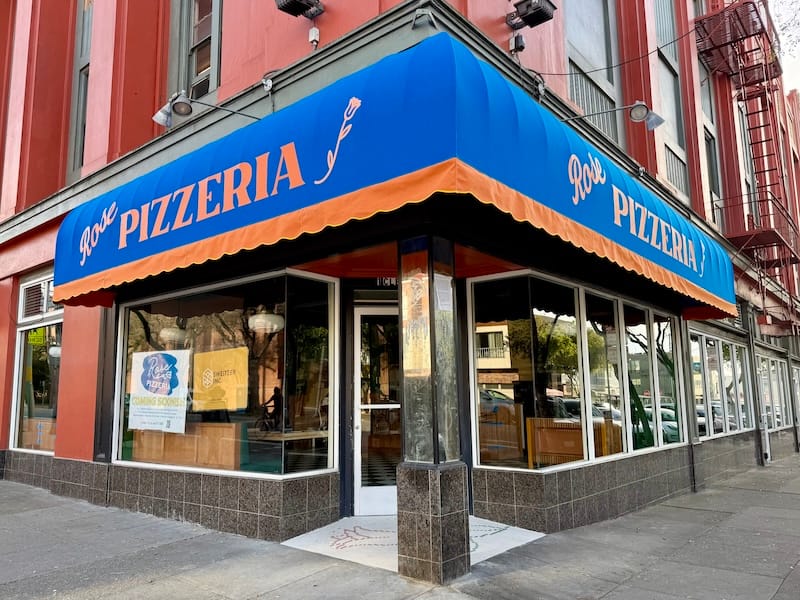 The exterior of Rose Pizzeria back in March 2026.&nbsp;Photo: © tablehopper.com.