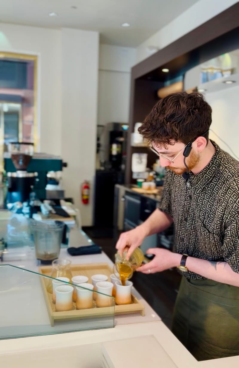Christopher Sahyoun Hoff preparing his signature drink. Photo: © tablehopper.com.