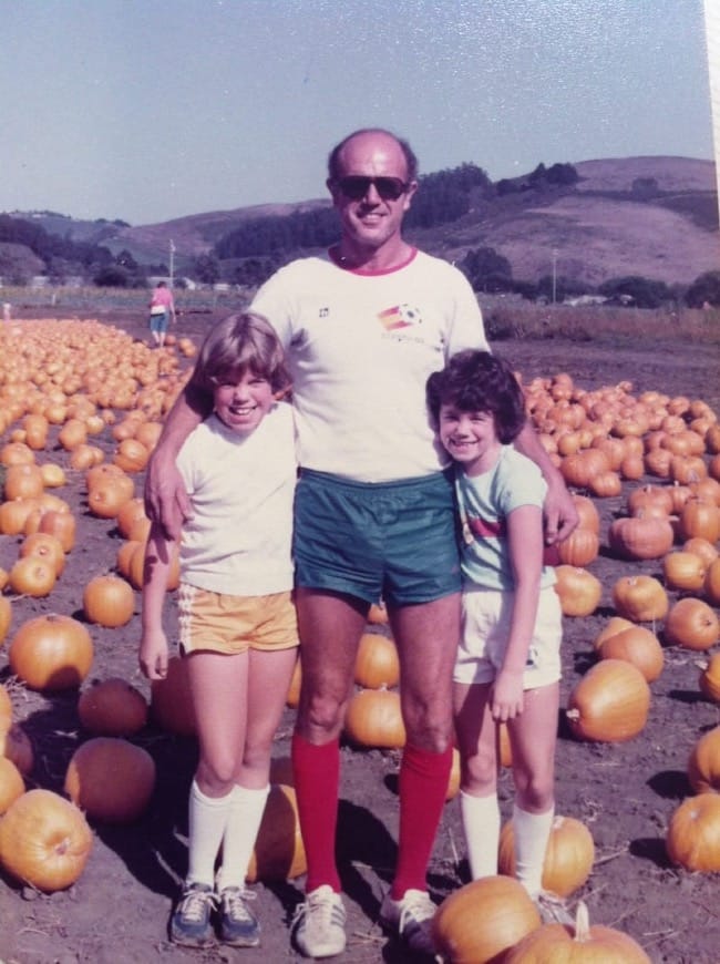 Carm and his soccer-playing daughters in the early 80s (that’s me on the left, and my sister, Erica, on the right). Photo: © tablehopper.com.