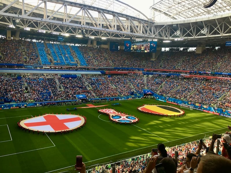 Watching England vs. Belgium in St. Petersburg at the 2018 FIFA World Cup Russia. Photo: © tablehopper.com.