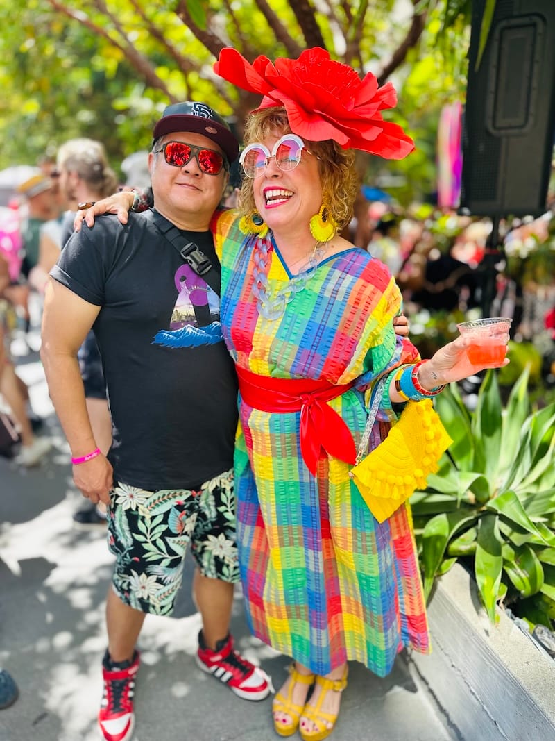 Your tablehopper with Fabien Santos at Juanita MORE!’s annual Pride party at 620 Jones. Photo: © tablehopper.com.