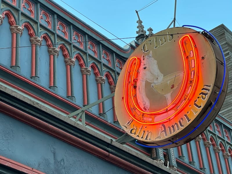 The forever-cool neon sign at the Latin American Club. Photo: © tablehopper.com.