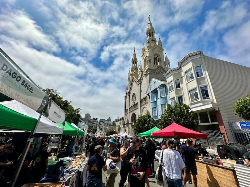 There’s nothing like a pizza, bagel, and beer festival on a sunny day in the heart of North Beach. Photo: © tablehopper.com.