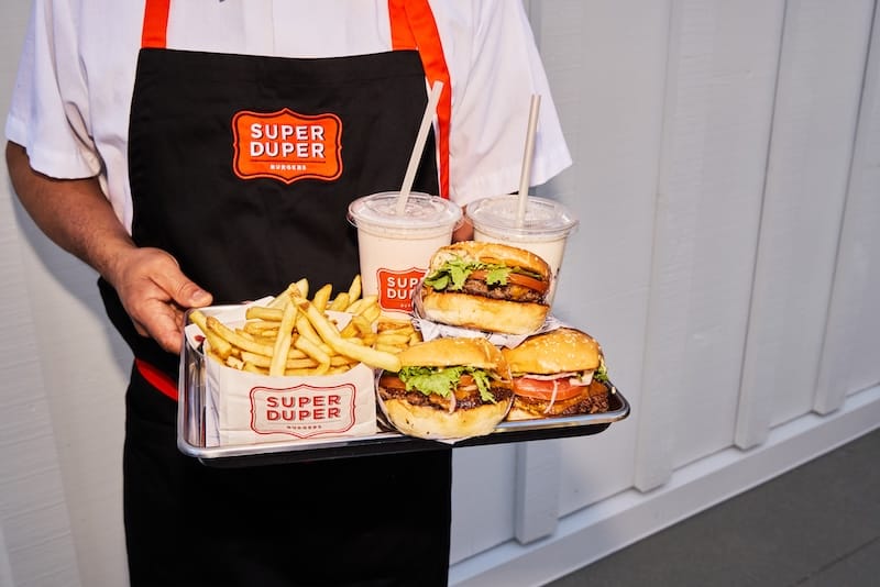 Super Duper Burger’s menu staples include Brandt Beef burgers, fries, and shakes. Photo: Michelle Min.