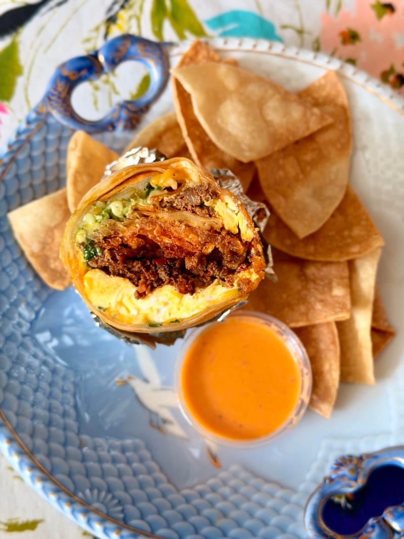 The acclaimed chorizo breakfast burrito from Al Carajo that inspired its very own storefront. Photo: © tablehopper.com.