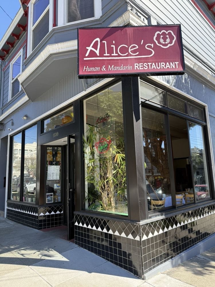 The exterior of Alice’s Restaurant (I do miss the previous neon sign that used to glow on the corner). Yelp photo by May W.