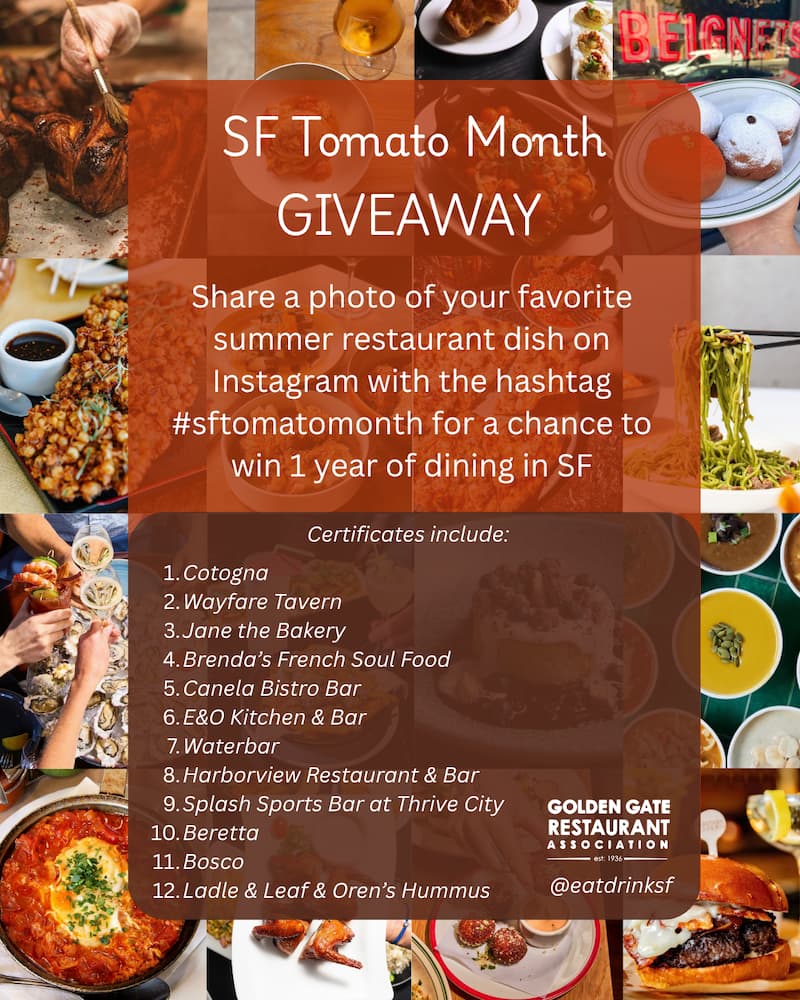 You have until August 15th to enter to win a year’s worth of gift certificates to SF restaurants!