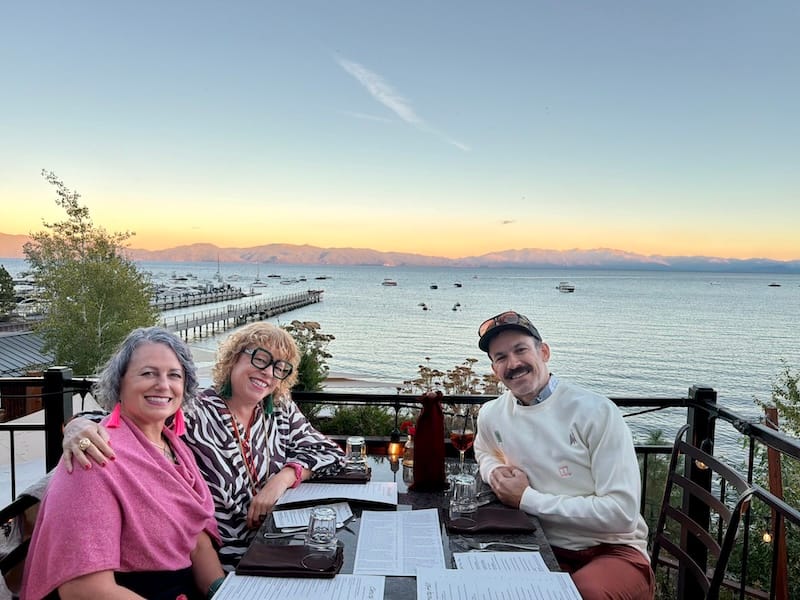 Our dreamy table at Christy Hill with a view of Lake Tahoe and alpenglow for my sister’s birthday. Photo: © tablehopper.com.