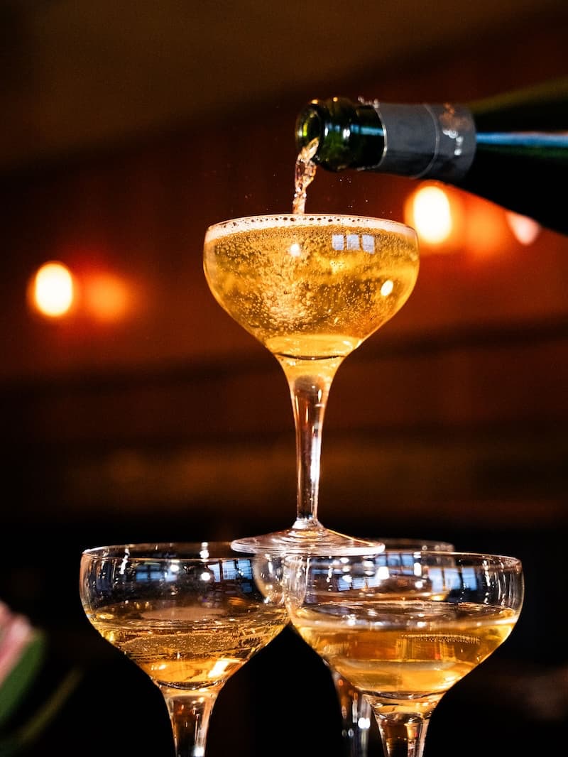 Chilled Champagne Telmont Réserve Brut awaiting its demise by way of Champagne tower. Photo: Ashley Rose Conway—Craft & Cocktails.