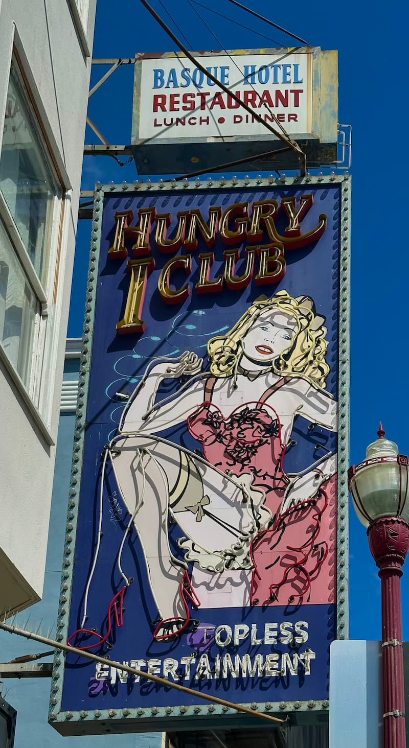 The original Basque Hotel sign still hails down patrons on Broadway. Photo: Jon Gasparini.