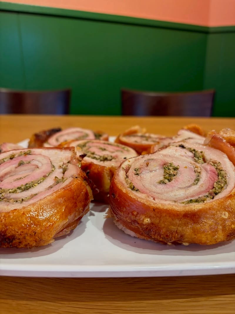 A sneak peek of the porchetta that will be on the menu at Bare Bones. Photo courtesy of Bare Bones.