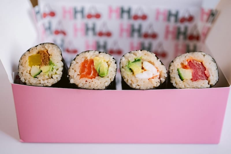 A four-pack of handrolls. Photo: Kristen Loken.