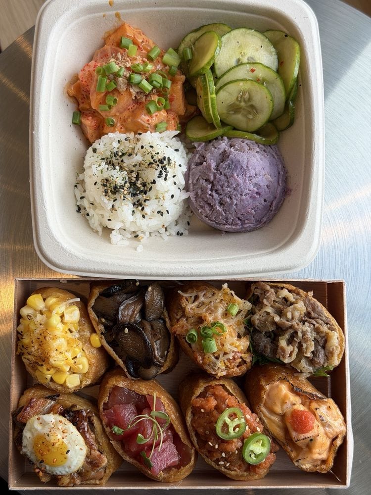 A selection of inari and poké at Paku. Yelp photo by Amber D.
