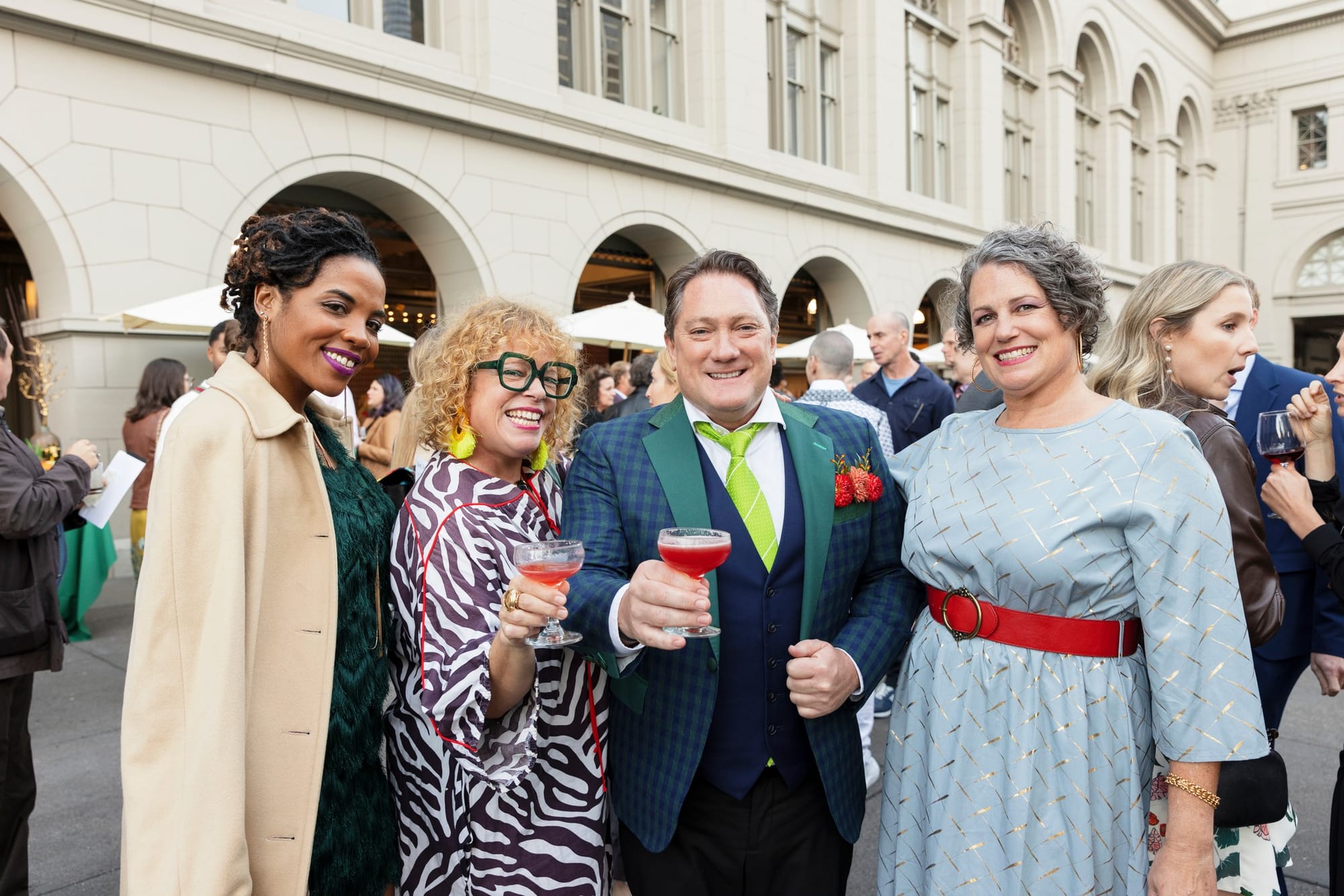 Cheers to Foodwise! Proof that the reception at the annual Sunday Supper is a good time. Pictured: tablehopper editorial assistant Savannah Leone Bundy, your hopper, emcee Liam Mayclem, and my sister, Erica Gagliardi. Photo courtesy of Foodwise. 