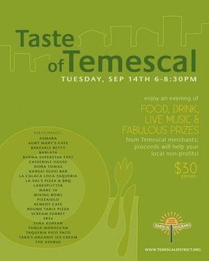 Enjoy a Taste of Temescal on Tuesday September 14th