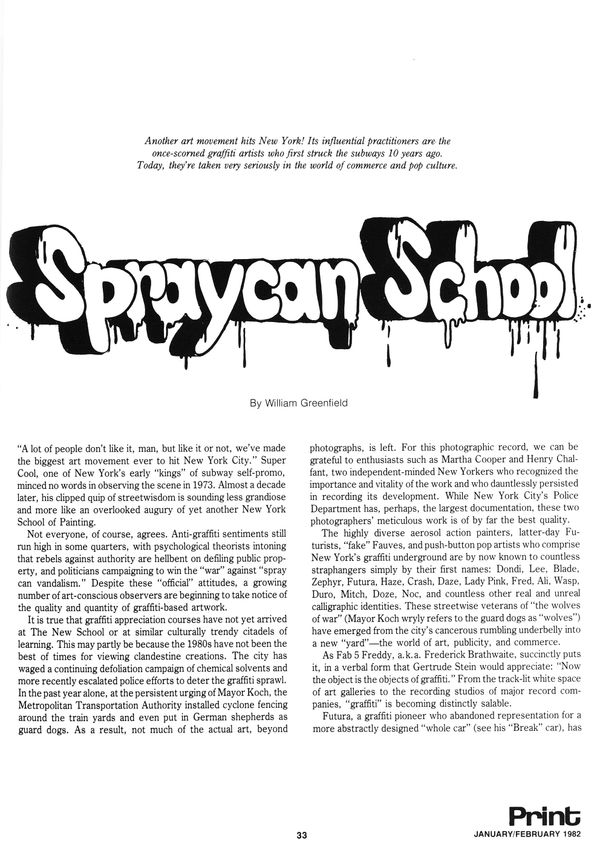 'Spraycan School' - Print January 1982