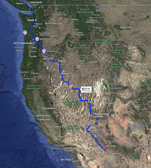 December Road trip to see Mom and go racing